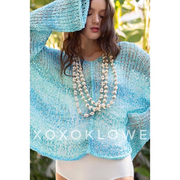 POL Blue Striped Lightweight V Neck Sweater - Picture 10 of 11